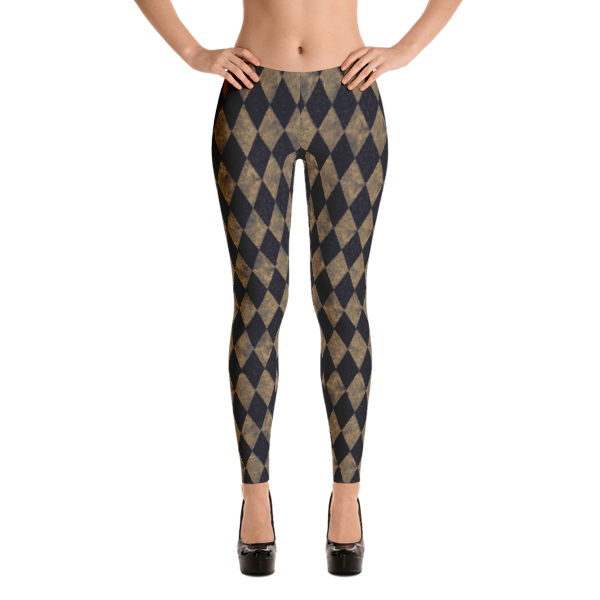 Women&#39;s Leggings - Black &amp; Gold Diamonds