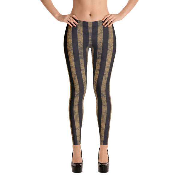 Women's Leggings - Black & Gold Stripes