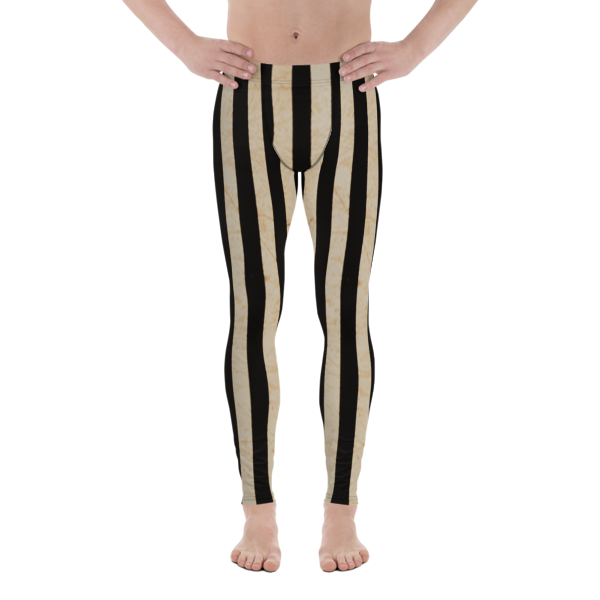 Men&#39;s Leggings - Black, White Stripes &amp; Zebra Accent