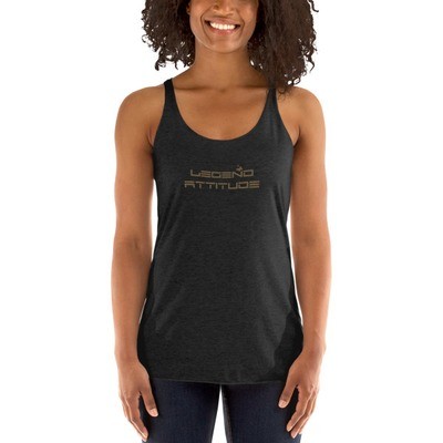 Sexy Racerback Tank With Gold Legend Attitude Logo, Size: XS