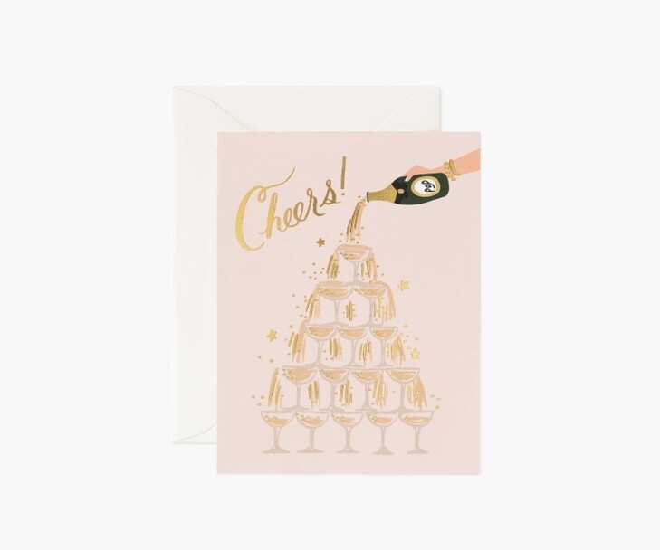 CHAMPAGNE TOWER CHEERS CARD CHAMPAGNE TOWER CHEERS CARD