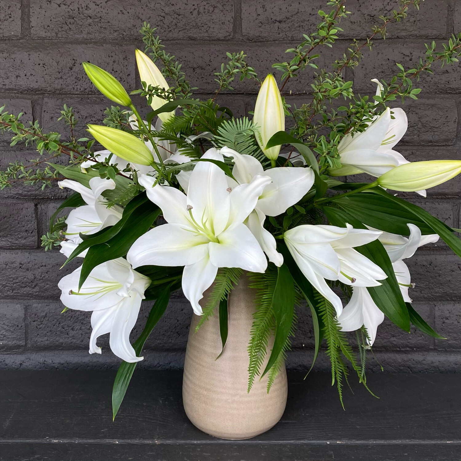 LILIES IN CERAMIC VASE LILIES IN CERAMIC VASE