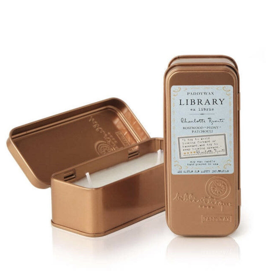 LIBRARY CANDLE TRAVEL TIN: CHARLOTTE BRONTE
