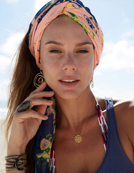 Skull &amp; Hibiscus Salmon Scarf