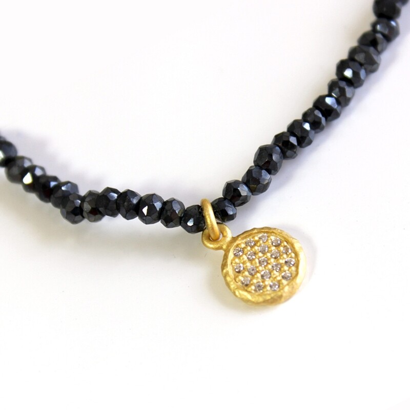 Black Spinel Stretch Bracelet Vermeil