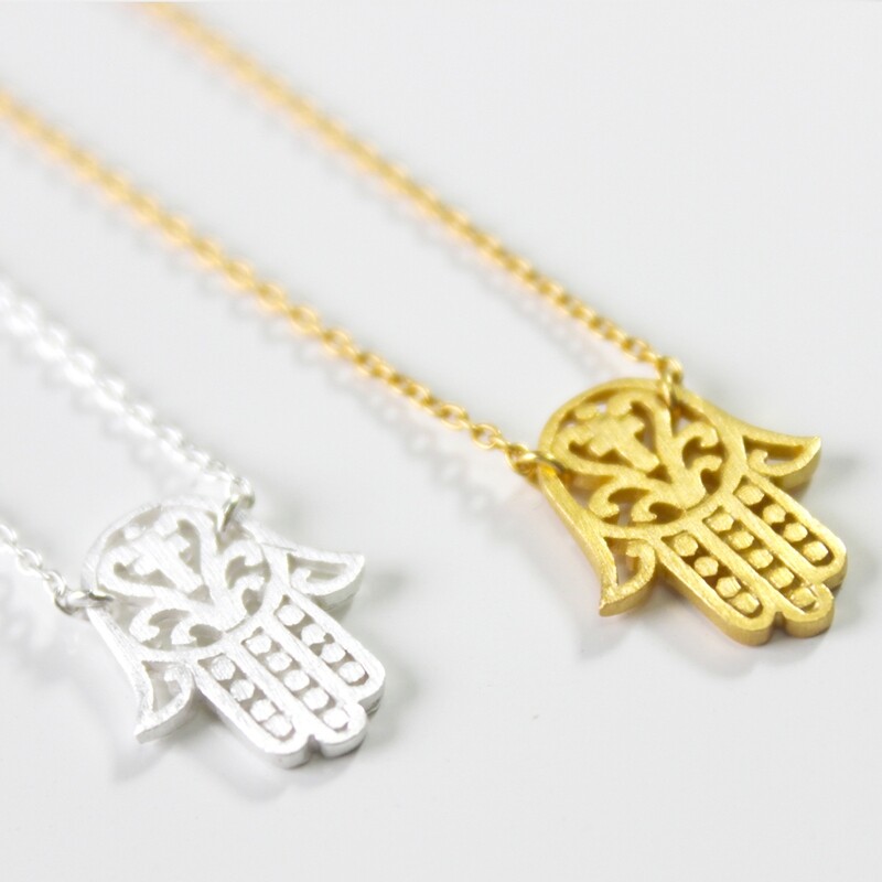 Sterling Silver Hamsa Protection Necklace