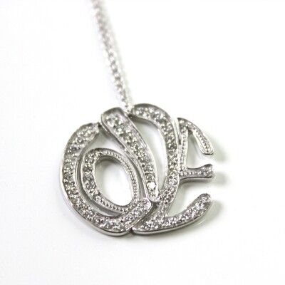 Sterling Silver Love Typography Necklace