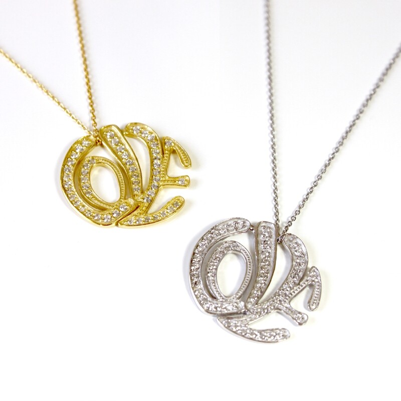 Sterling Silver Love Typography Necklace