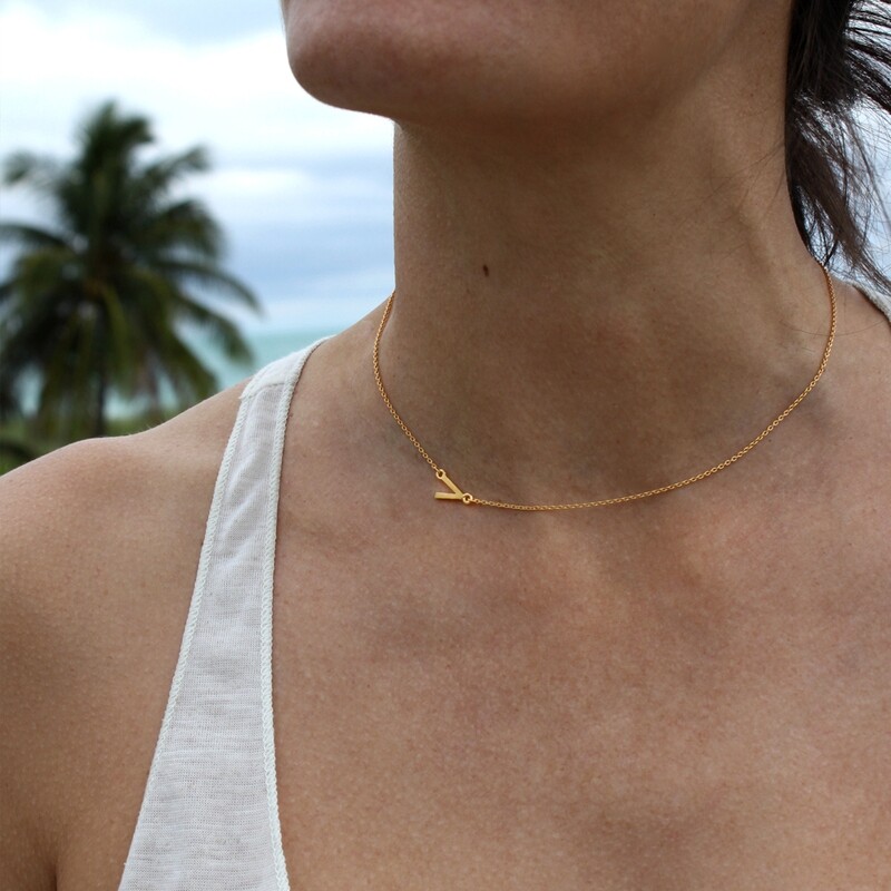 Vermeil “V” Is For Vegan Necklace