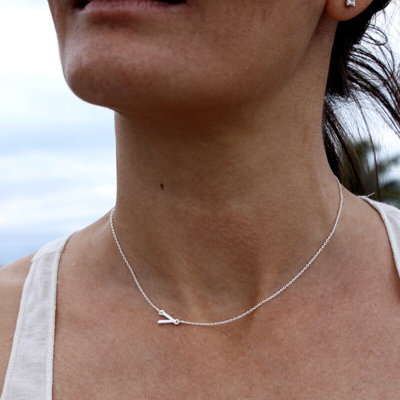 Sterling Silver “V” Is For Vegan Necklace