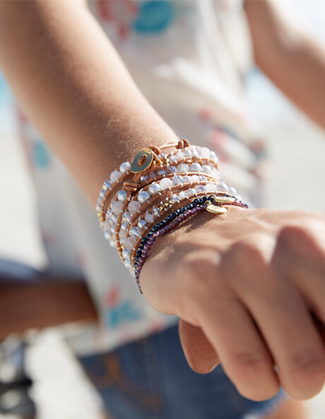 Rose Quartz Gold Bead Wrap Bracelet