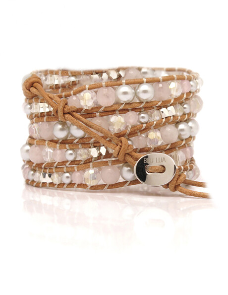 Rose Quartz Silver Bead Wrap Bracelet