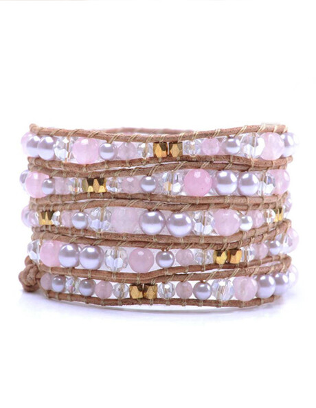 Rose Quartz Gold Bead Wrap Bracelet