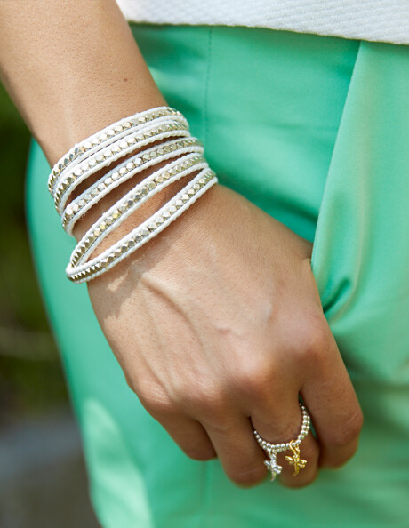 Marshmallow White &amp; Silver Wrap Bracelet