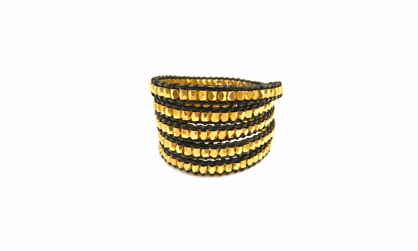 Black & Gold Wrap Bracelet