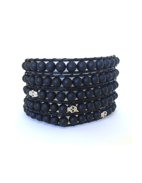 Men&#39;s Black Onyx Inner Strength Wrap Bracelet