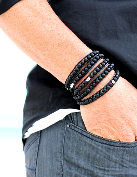 Men's Black Onyx Inner Strength Wrap Bracelet