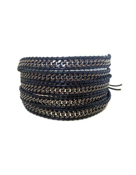 Men&#39;s Shadow Gunmetal Wrap Bracelet