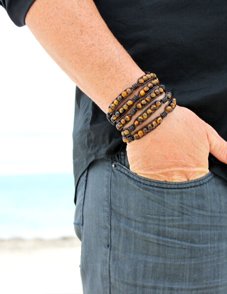 Men's Eye of The Tiger Wrap Bracelet