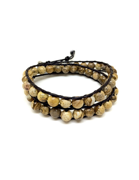 Men&#39;s Picture Jasper Wrap Bracelet