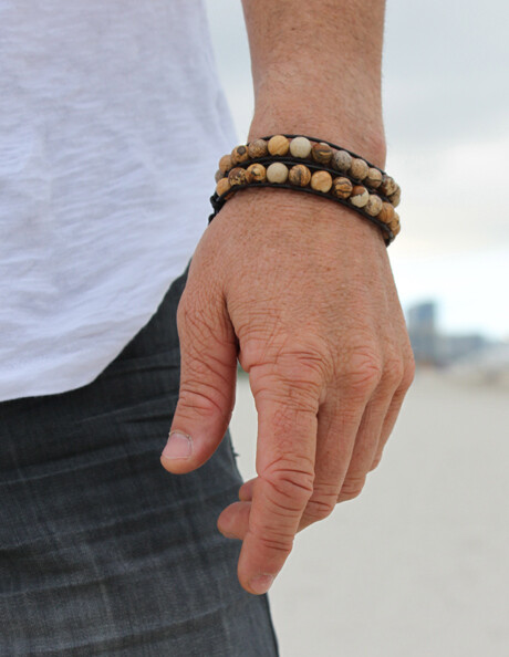 Men's Picture Jasper Wrap Bracelet