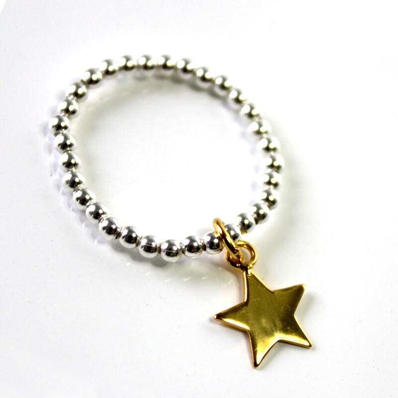 Vermeil &amp; Sterling Silver Star Stretch Ring