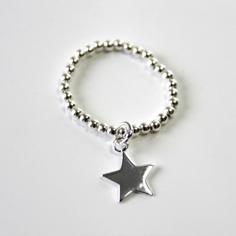 Sterling Silver Star Stretch Ring