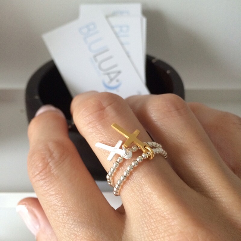 Vermeil &amp; Sterling Silver Faith Stretch Ring