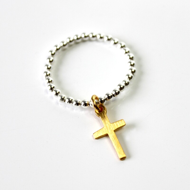 Vermeil &amp; Sterling Silver Faith Stretch Ring