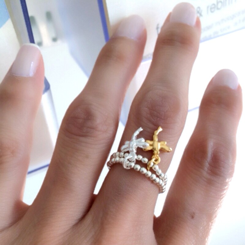 Vermeil &amp; Sterling Silver Dragonfly Stretch Ring