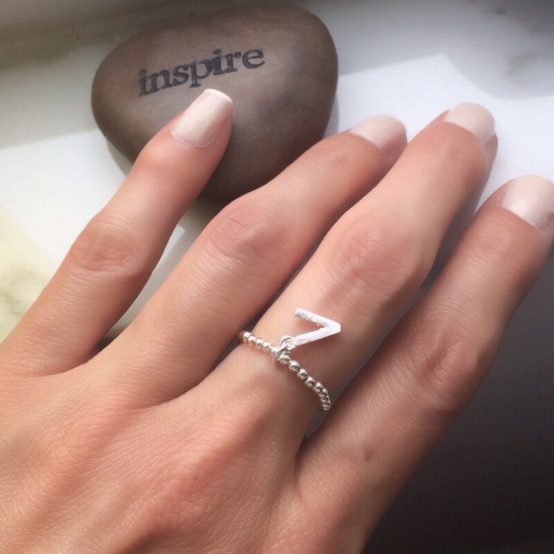 Sterling Silver “V” Is For Vegan Stretch Ring