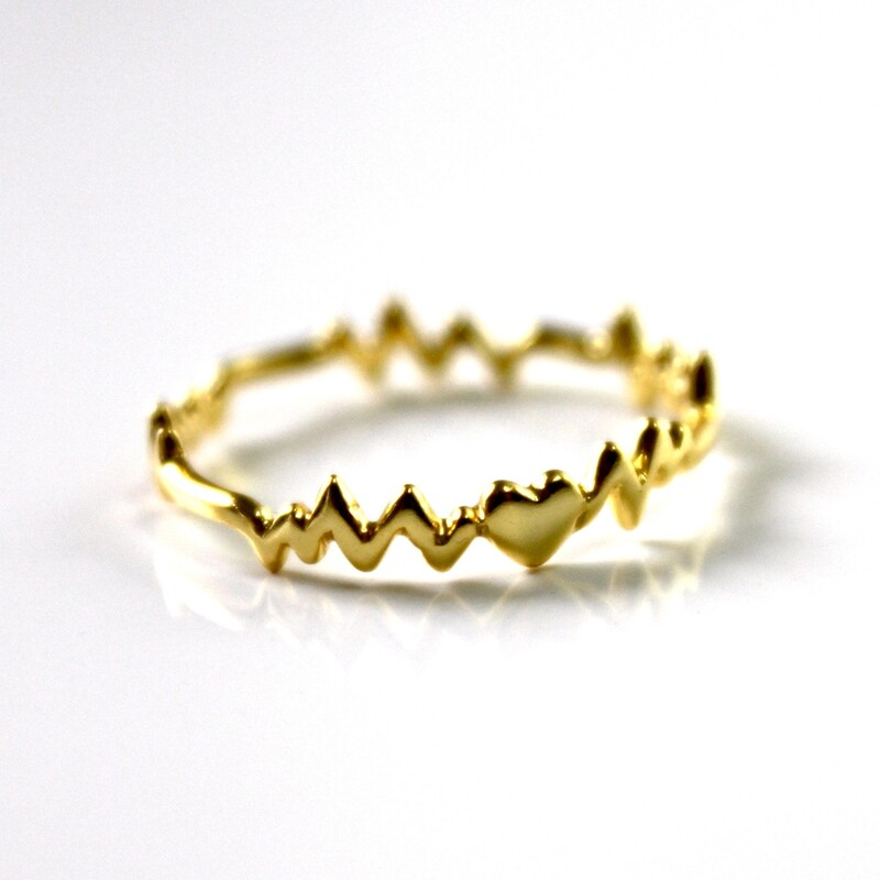 Vermeil Heart Beat Ring Size 7