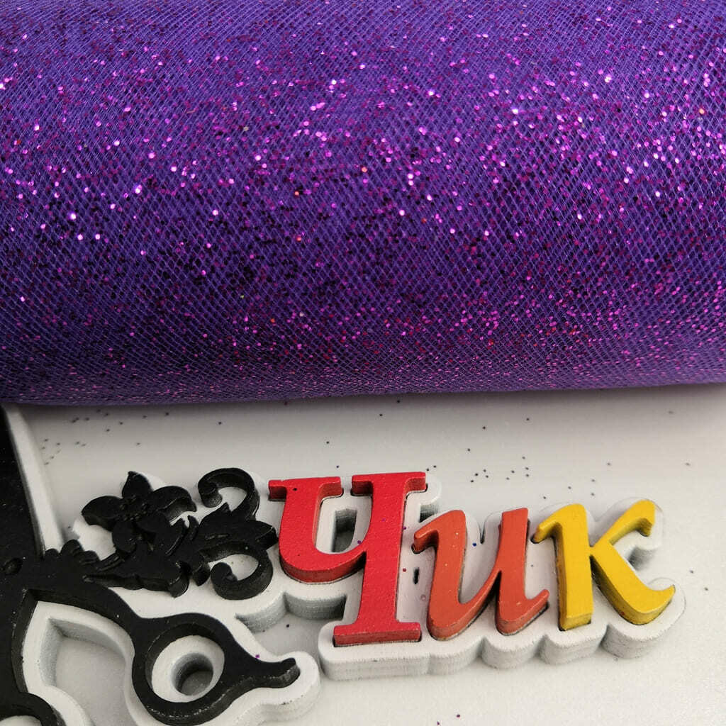 Фатин с блестками на шпульке (ширина 15 см) #13 (Фиолетовый)