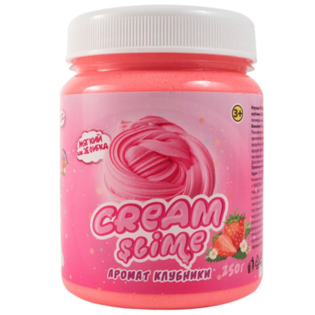 Cream-Slime (Флаффи) с ароматом клубники, 250 г