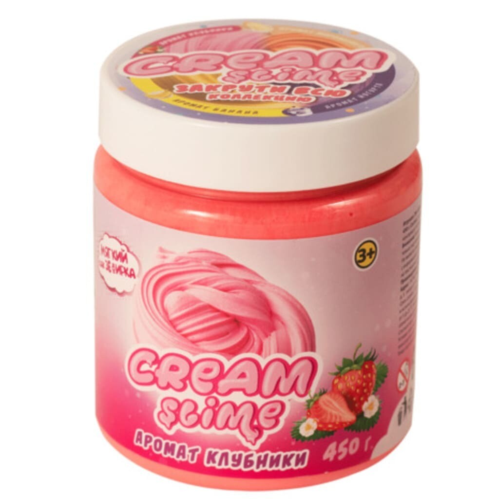 Cream-Slime (Флаффи) с ароматом клубники, 450 г