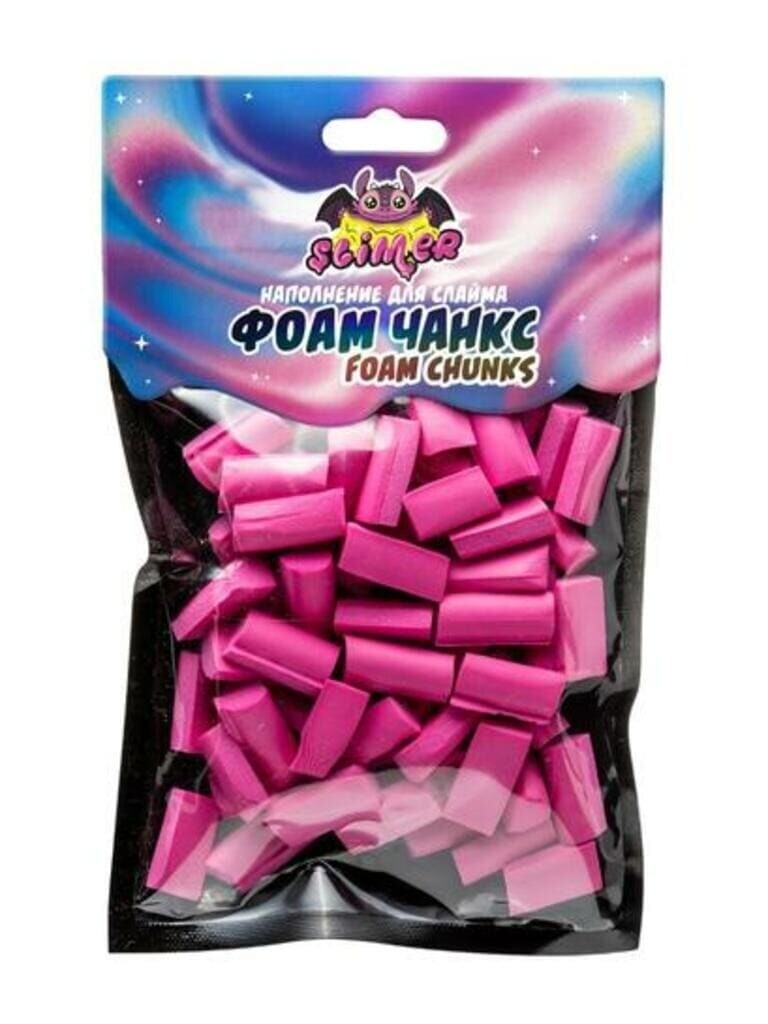 Наполнение для слайма ФОАМ ЧАНКС (Foam Chunkc) Ярко-розовый ТМ "Slimer"