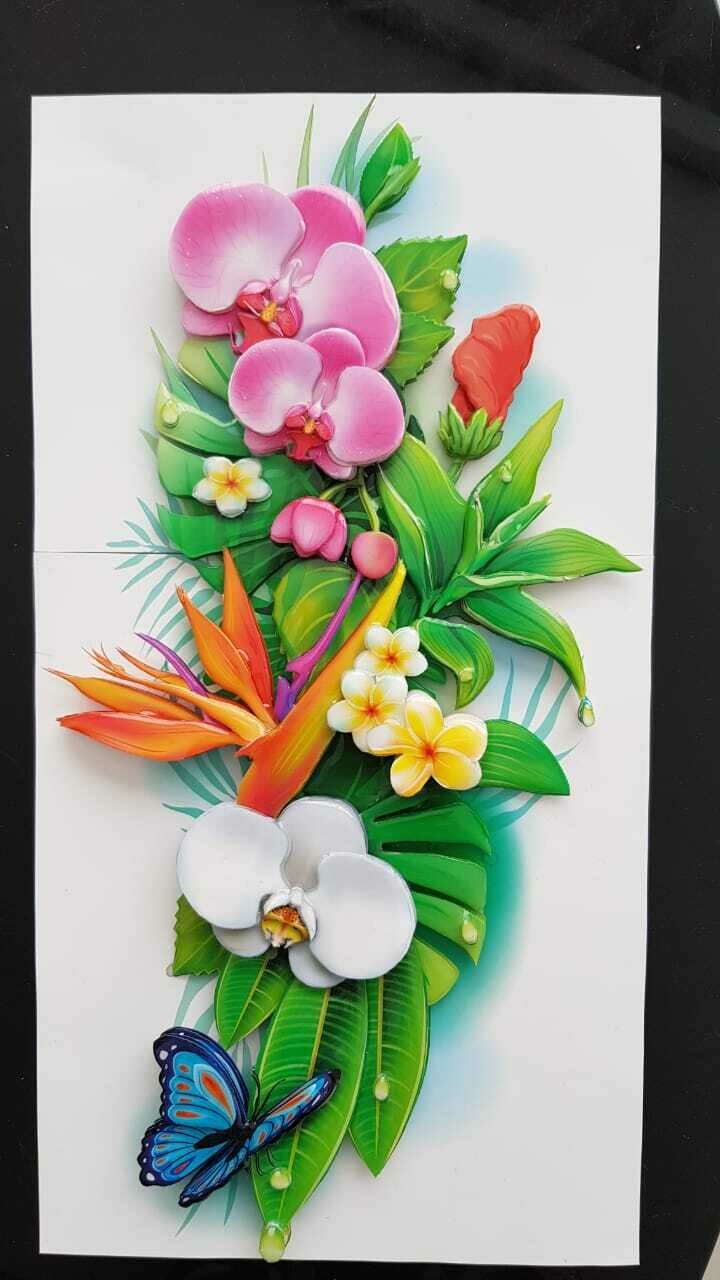 Папертоль РТ150318 "Тропические цветы-2" 20*38 см.