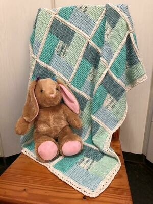 Unicorn Tunisian Log Cabin Baby Blanket Pattern by Sonja van Wyk