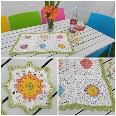 Al Fresco Centerpiece  &amp; Coaster Crochet Set Pattern