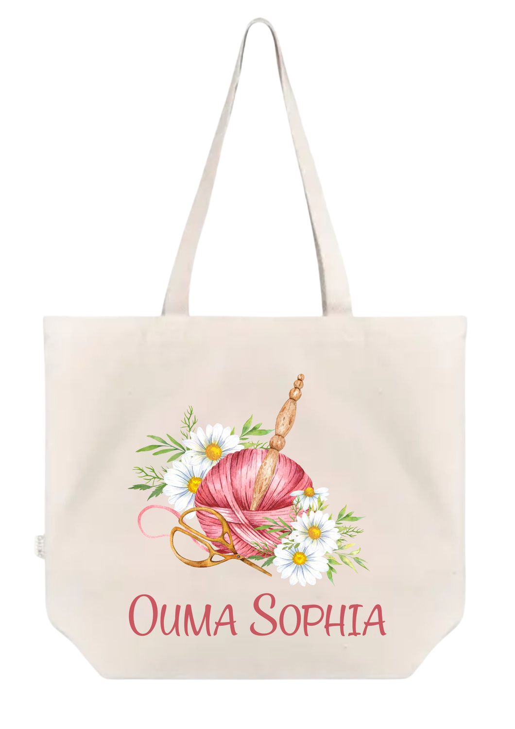 Crochet &amp; Flowers Personalised Cotton Canvas Tote Bag