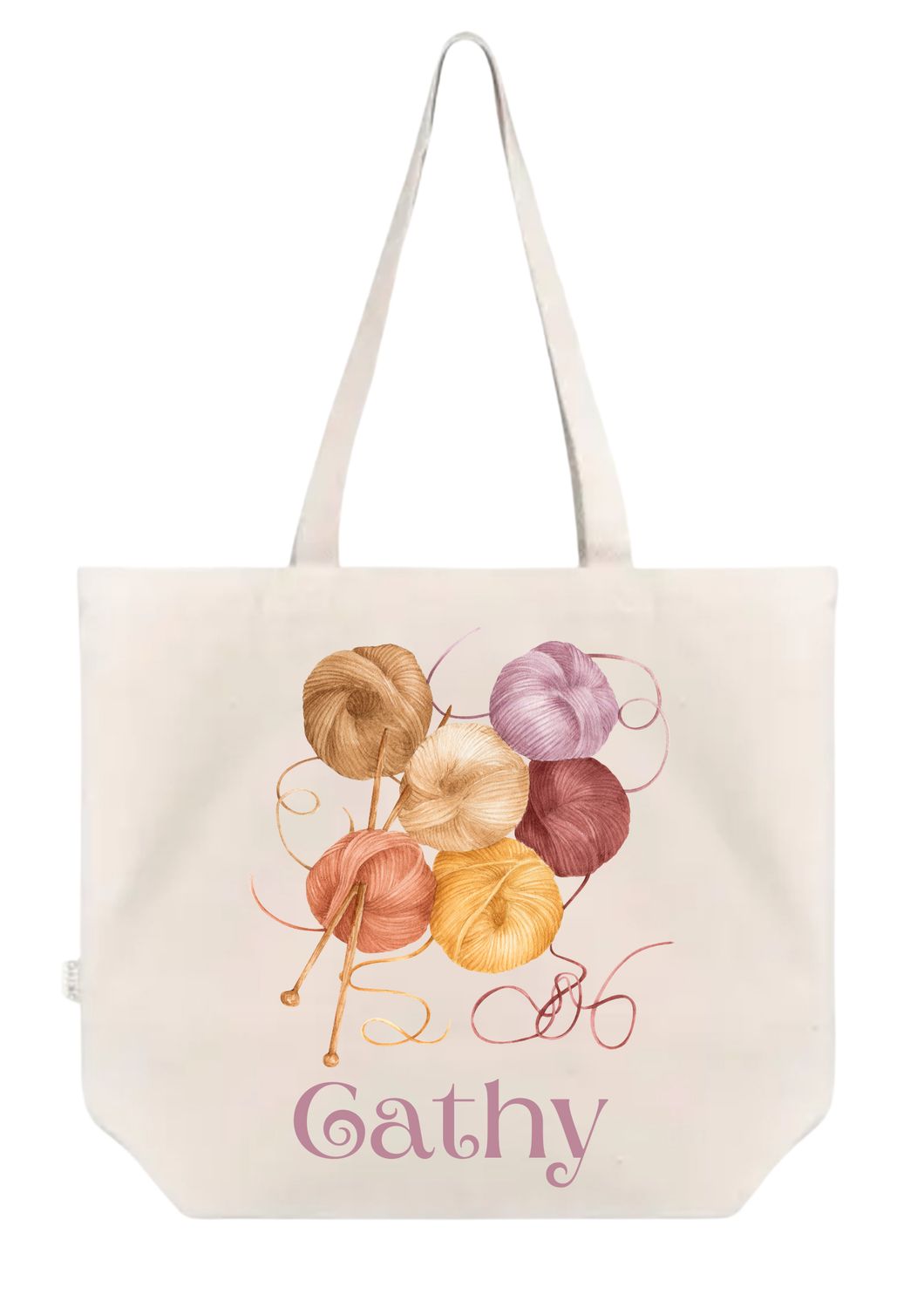Vintage Knitting Personalised Cotton Canvas Tote Bag