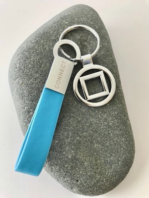 CONNECT With The World Keychain || turquoise leather