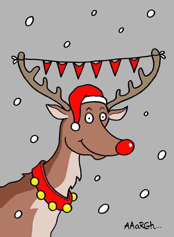 Kerstkaart feestelijk rendier