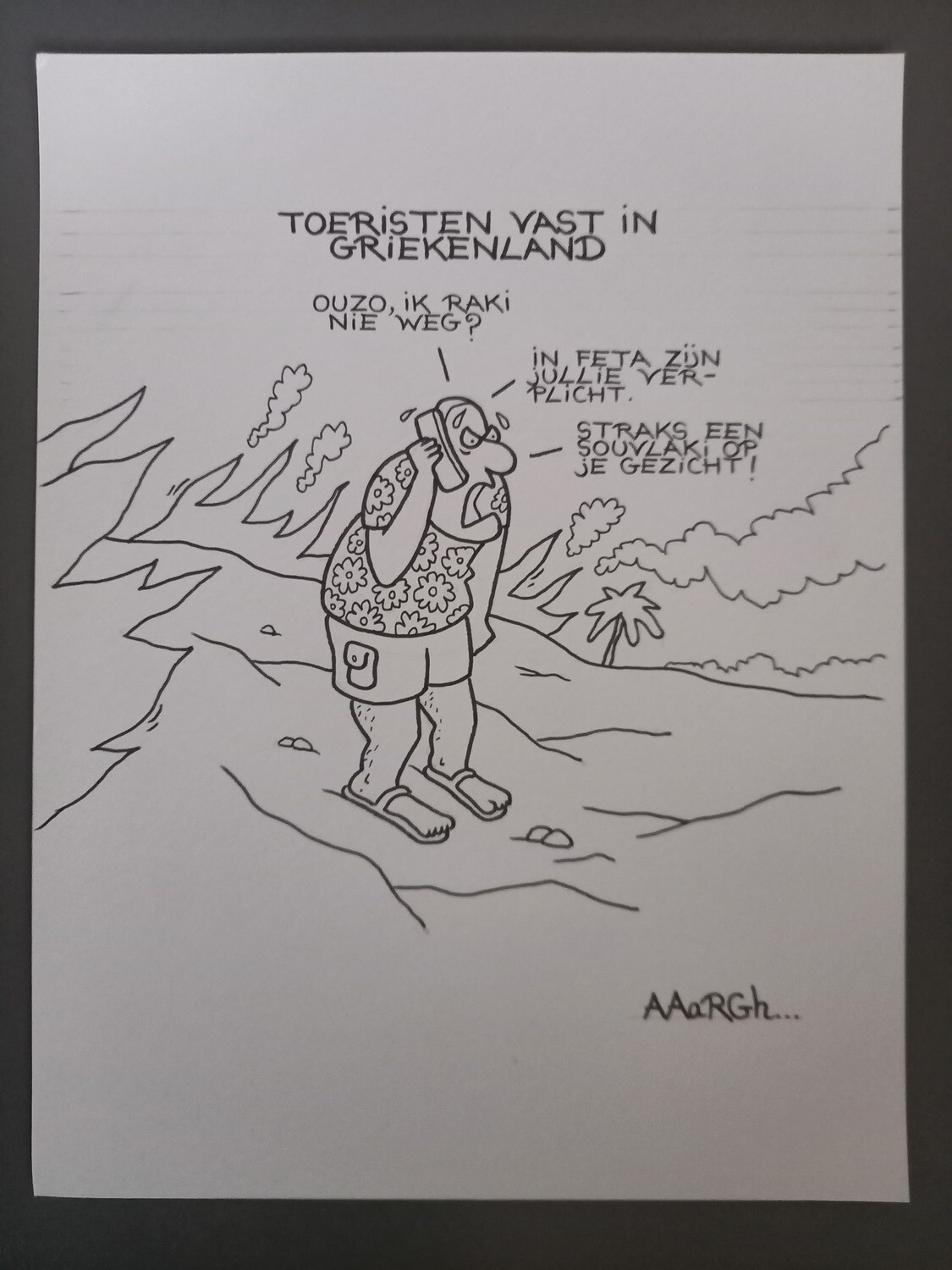 Originele cartoon: toeristen vast in Griekenland