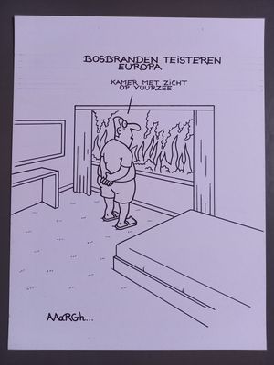 Originele cartoon uit &#39;Waan&#39;: Bosbranden
