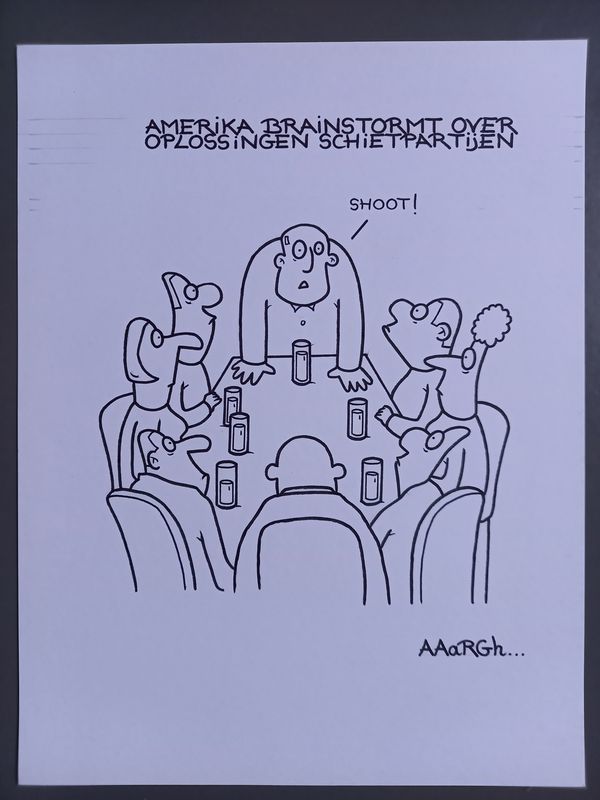 Originele cartoon uit &#39;Waan&#39;: Schietpartijen