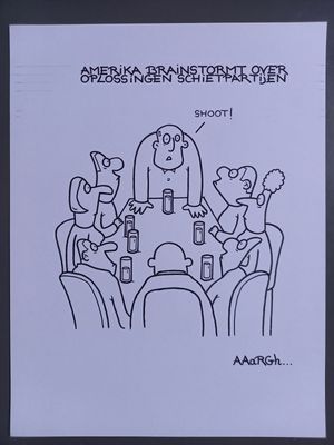 Originele cartoon uit &#39;Waan&#39;: Schietpartijen