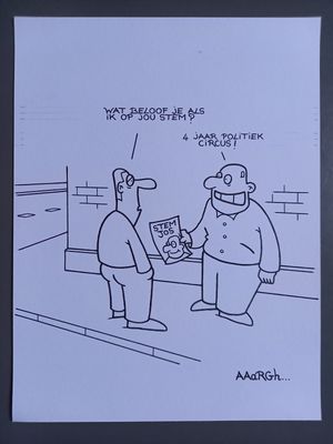 Originele cartoon uit &#39;Waan&#39;: Politiek circus