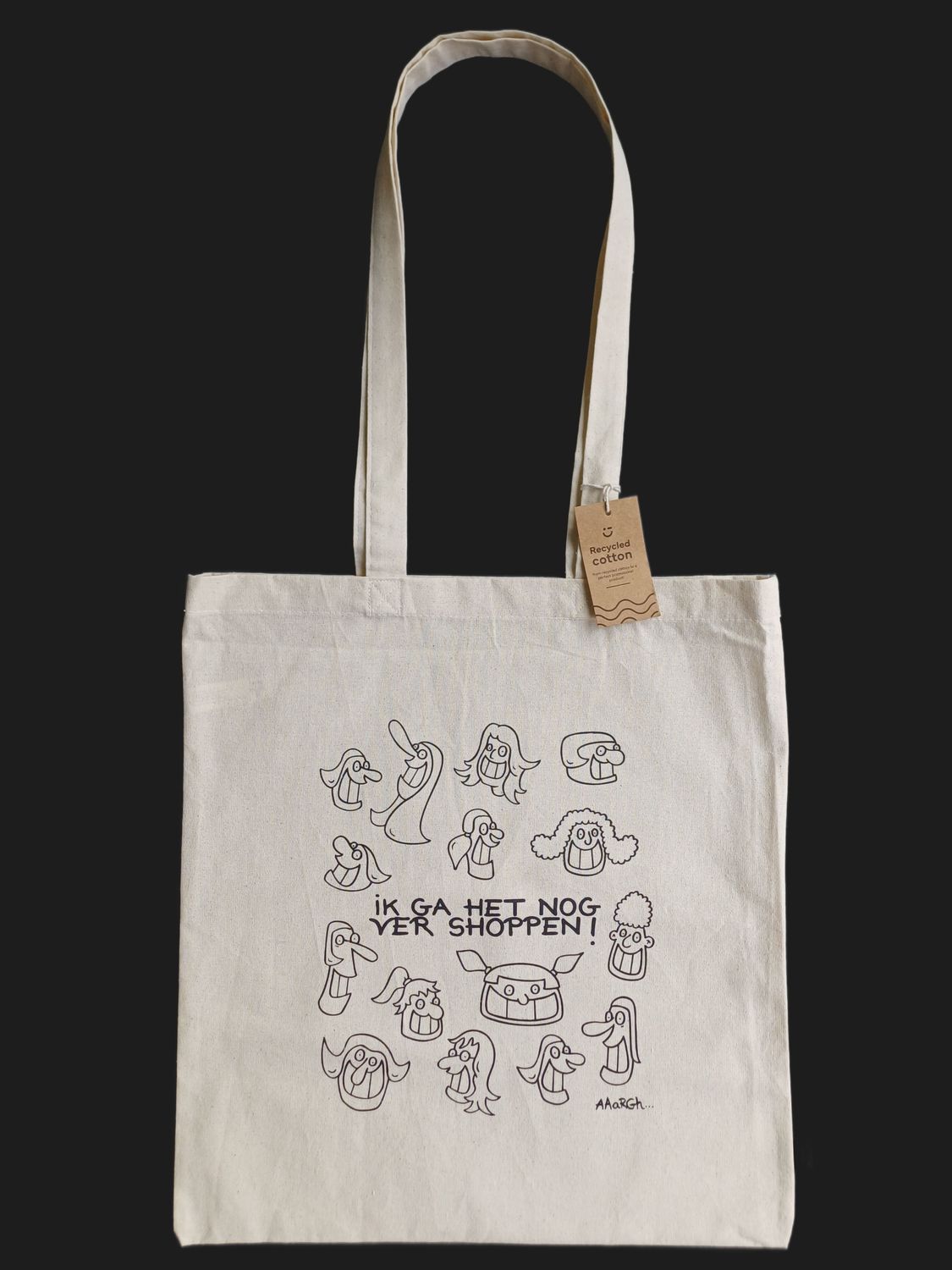 Totebag &quot;Ik ga het nog ver shoppen&quot; - vrouwenhoofden