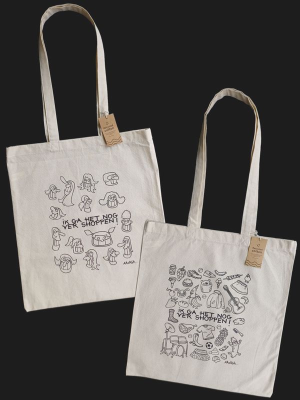Voordeelpakket 2 totebags &quot;Ik ga het nog ver shoppen&quot;